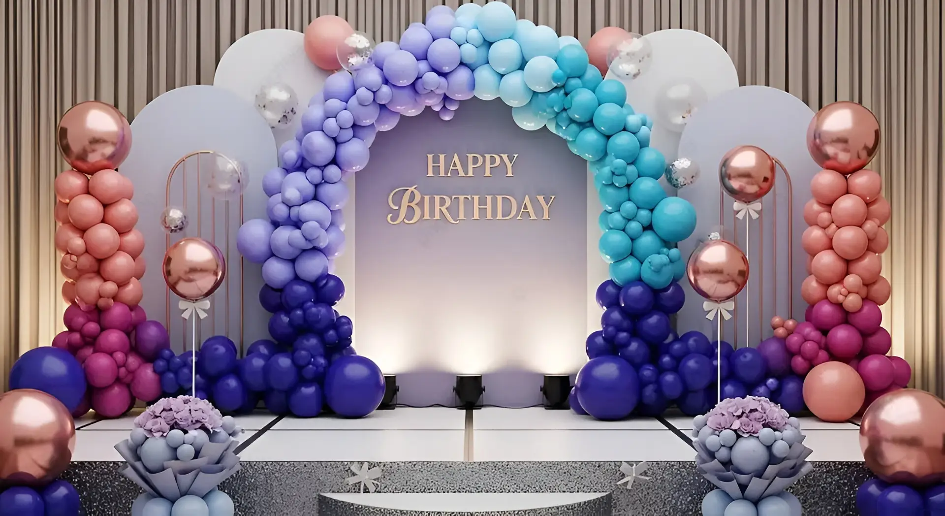 Theme party balloon decoration setup